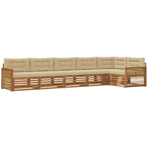 vidaXL Zunanja garnitura za sedenje z blazino 6 pcs Naravna in bež, (5000281656) Cene