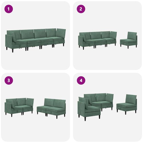  Set namje&amp;scaron;taja za dnevni boravak 4 pcs Morska zelena Bar&amp;scaron;un - zelena boja mora 2x kutni +2x srednji Slike