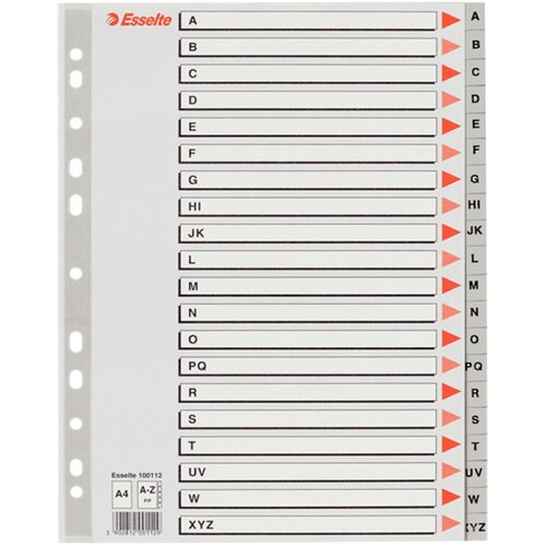Esselte Pregradni karton A-Z A4 PP, siv Cene