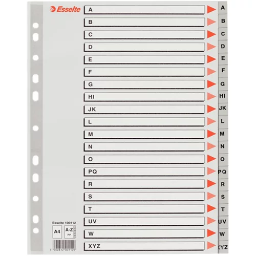 Esselte Pregradni karton A-Z A4 PP, siv