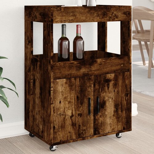 The Living Store Barski voziček dimljeni hrast 60x39,5x89 cm inženirski les - Barski Voziček, (21657502) Cene