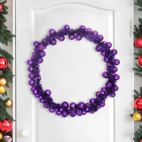 VidaXL Garland od božićnih kuglica Lila 186 cm Polistiren Slike