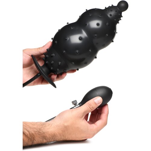 Master Series Ribbed Inflatable Anal Plug - Black Slike