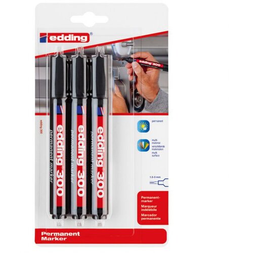 Marker PERMANENTNI 1,5-3 MM OKRUGLI VRH EDDING 300/3 CRNI BLISTER Cijene