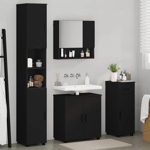  Set namje&amp;scaron;taja za kupaonicu 4 kom. Crna 61 x 35 x 64 cm Slike