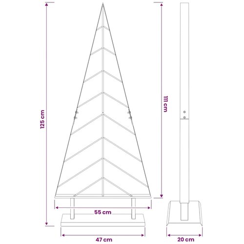  Metalno božićno drvce sa stalkom KUOPIO 125 cm Čelik Bijela - Bijela 125 cm Slike