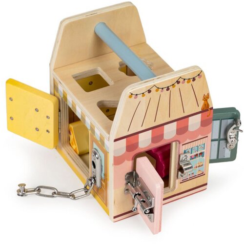 ECO TOYS drvena edukativna kocka Store s bravicama Slike