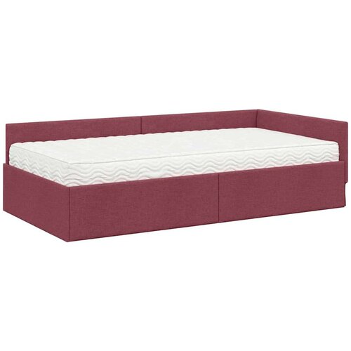  Kutni krevetni okvir s madracem Ostalo 2 pcs Crvena tkanina Slike