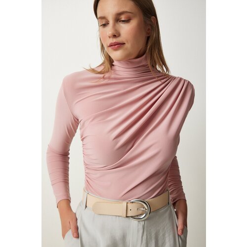  Women's Powder Gathered Detailed High Neck Sandy Blouse Cijene