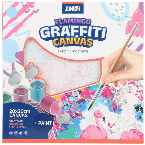 Junior Graffiti canvas, blind ram sa skicom, flamingo, bela, 20x20cm Cene