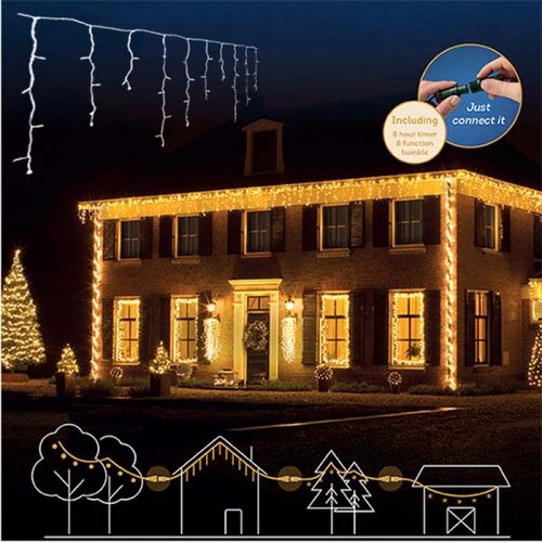 Spoljašnji novogodišnji led svetleći niz 119L topla bela lumineo icicle 494813 Slike