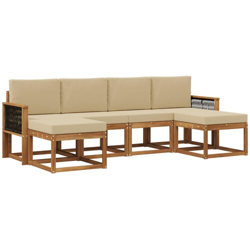 vidaXL Zunanja garnitura za sedenje 6 pcs Naravna in bež Poliester, (5000280353) Cene