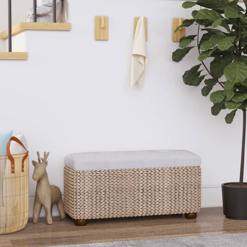 The Living Store Klop za shranjevanje 2 kosa s sivo blazino 69 cm rogoz - Klop Za Shranjevanje, (21483877) Cene