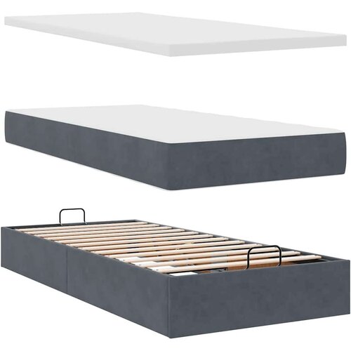 VidaXL Okvir kreveta s madraca tamnosivi 100x200cm bar&amp;scaron;unasti Slike