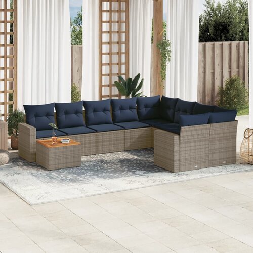 vidaXL 10-dijelni set vrtnih sofa od poliratana s jastucima sivi Cijene