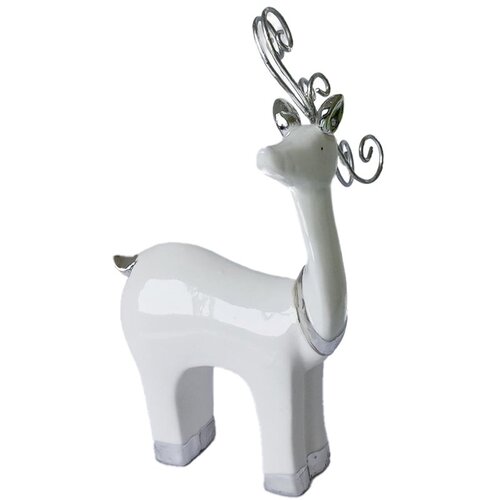 Evviva Dekorativni kipec jelen 13xh24cm / belo-srebrn / porcelan, (20454179) Cene