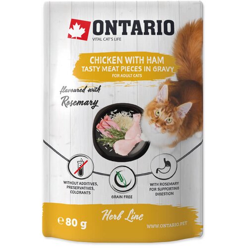 Ontario Cat Herb Line vrečka - pi&scaron;čanec in &scaron;unka - 80 g 80 g Cene