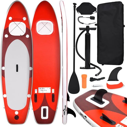  Set daske na napuhavanje za veslanje stojeći crveni 360x81x10cm Slike