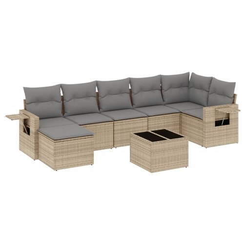 Maison Chic Seti vrtnega pohištva - Vrtna garnitura - Vrtni pohištvo set 8-delna z blazinami bež poli ratan, (21800836) Cene