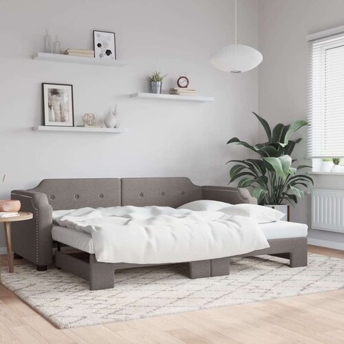 Izvlečna dnevna postelja temno taupe 80x200 cm blago, (20787833) Cene