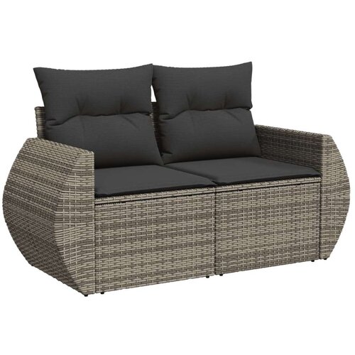 VidaXL 9-dijelni set vrtnih sofa od poliratana s jastucima sivi Slike