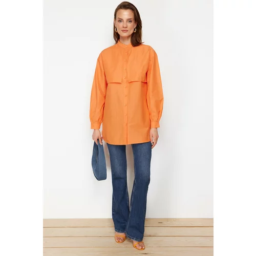 Trendyol Orange Cotton Woven Shirt