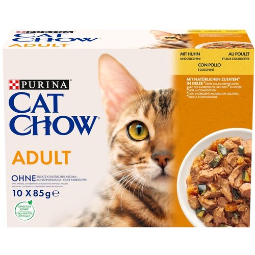 Nestle PURINA Cat Chow Chicken, bučke - mokra hrana za mačke - 10x85 g, (21385765) Slike