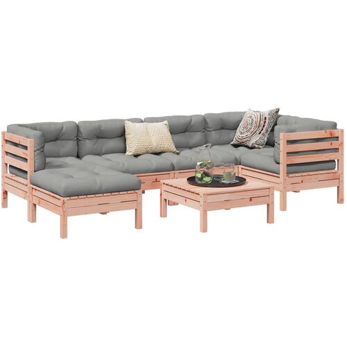  7-dijelni set vrtnih sofa s jastucima masivno drvo duglazije Smeđa Cene