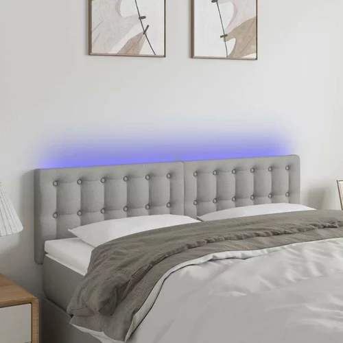  LED posteljno vzglavje svetlo sivo 144x5x78/88 cm blago, (20738886)