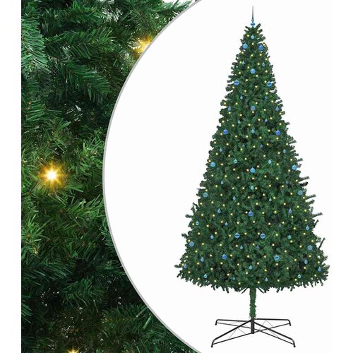 VidaXL Božićno drvce s ukrasnim gudačkim svjetlima Zelena 400 cm PVC - s LED-icama i plavim kuglicama Slike