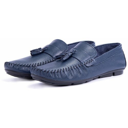 Ducavelli Noble Genuine Leather Men's Casual Shoes, Roque Loafers Navy Blue. Slike