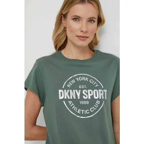 Dkny Pamučna majica za žene, boja: zelena