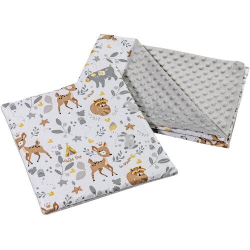 Medi Partners Quilt 55x75 + pillow 35x30 cotton + minky &amp;ndash; Jelonki + gray minky Slike