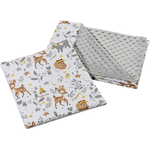 Medi Partners Quilt 55x75 + pillow 35x30 cotton + minky – Jelonki + gray minky