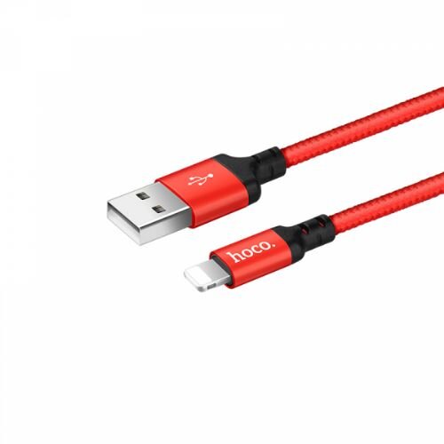 Hoco podatkovni kabel X14 Lightning na USB 2m 3A rdeč pleten Slike