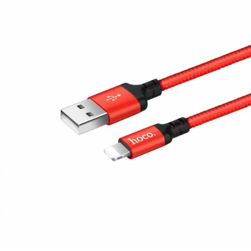 Hoco podatkovni kabel X14 Lightning na USB 2m 3A rdeč pleten
