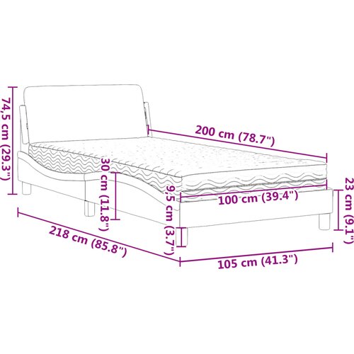  Krevet s madracem Dover tamnosivi 100x200 cm bar&amp;scaron;unasti Slike
