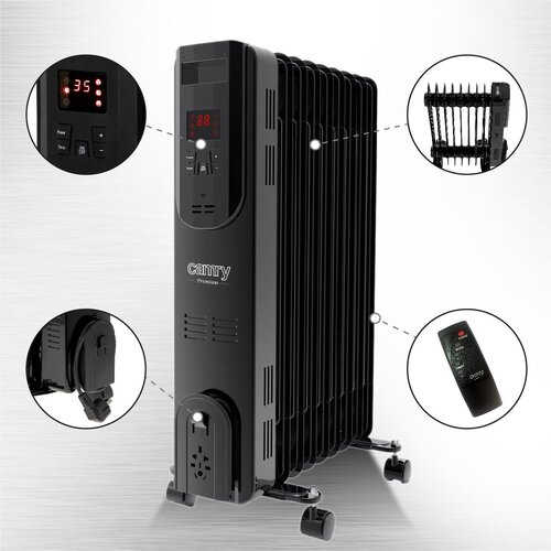 Adler Electric oil heater with remote control CAMRY CR 7810 9 ribs black Slike