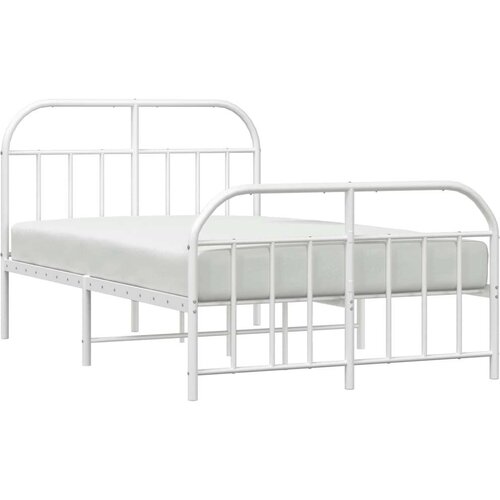 VidaXL Metalni okvir kreveta uzglavlje i podnožje bijeli 120x190 cm Slike