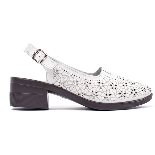 GOODIN White perforated low-heeled sandals Cene