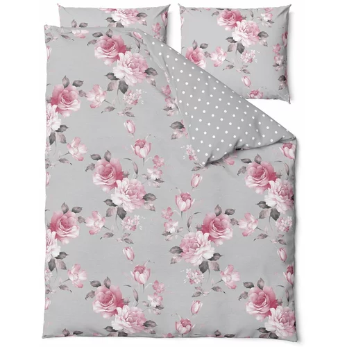 Bonami Selection Siva pamučna posteljina za bračni krevet Belle, 160 x 220 cm