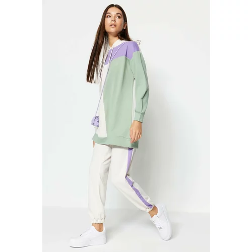 Trendyol Lilac-Multicolor Knitted Hijab Tracksuit Set