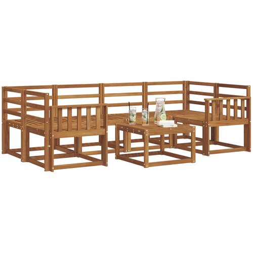  Set vanjskih sofa 7 kom. Prirodna Čvrsto drvo akacije Slike