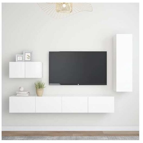 Komplet TV omaric 4-delni bela iverna plo&scaron;ča Cene