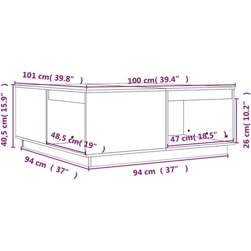  Stolić za kavu 100 x 101 x 40,5 cm od masivne borovine Slike