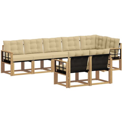 vidaXL Zunanja garnitura za sedenje z blazino 8 pcs Bela in bež, (5000282117) Cene