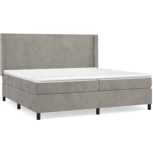 Maison Chic Box spring postelja - Vzmetna postelja z vzmetnico svetlo siva 200x200 cm žamet SL21843, (21892359) Cene