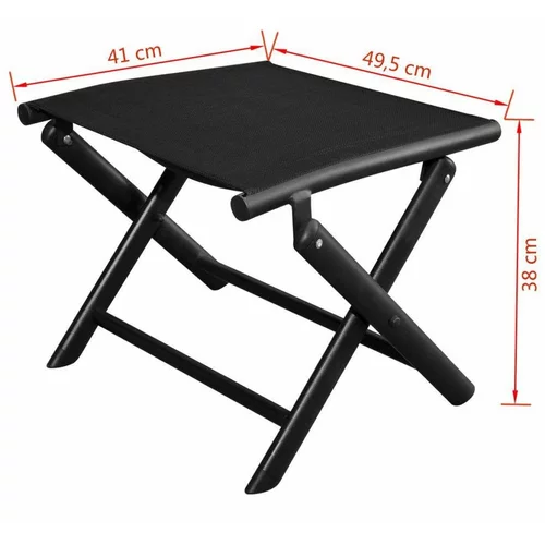 Sklopivi Zložljiv stolček za noge črn aluminij in tekstil, (20700326)