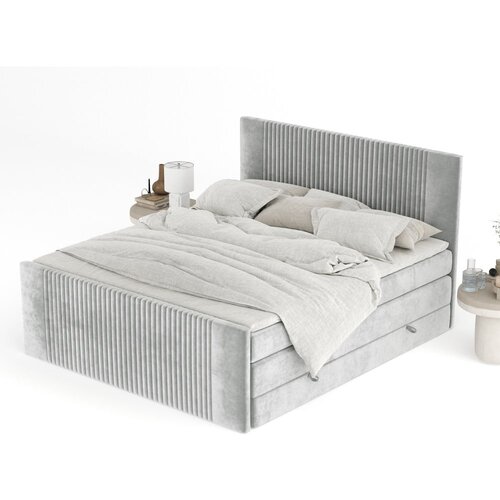Maison de R&amp;ecirc;ve Svetlo siva boxspring postelja s prostorom za shranjevanje 140x200 cm Bergamo &amp;ndash; Slike