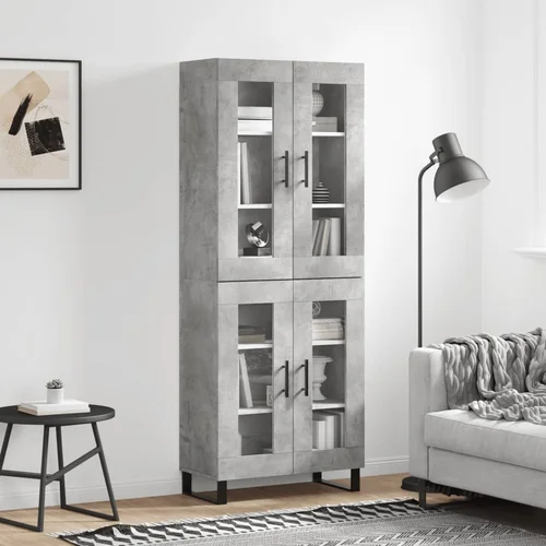 vidaXL Visoka komoda betonsko siva 69,5x34x180 cm inženirski les